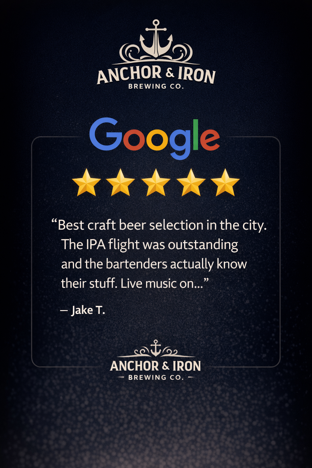 Anchor & Iron Brewing Co. Google review