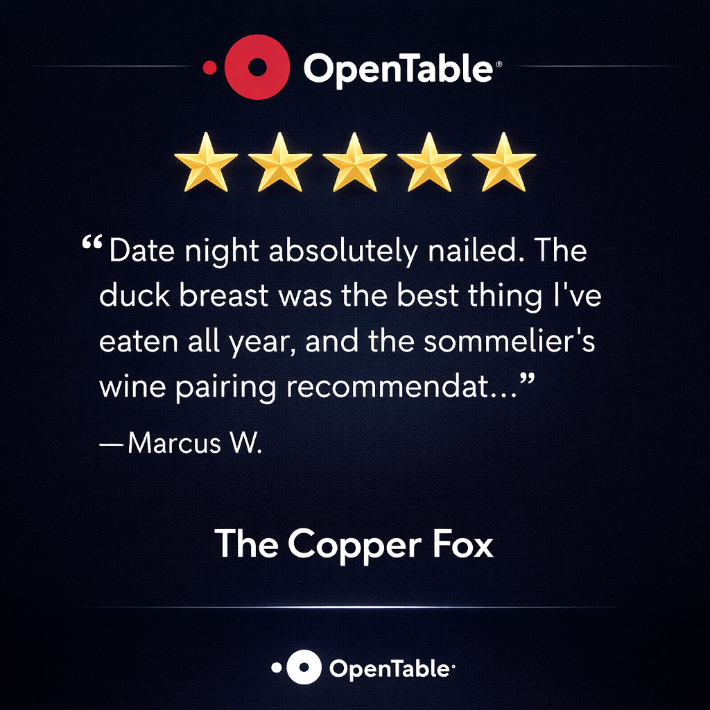 The Copper Fox OpenTable review